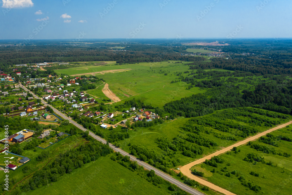 Aerial view on Rural scenery. Summer outdoor.