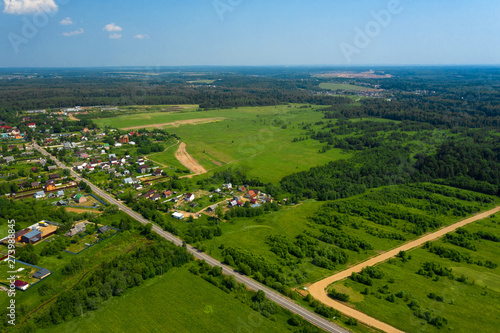 Aerial view on Rural scenery. Summer outdoor.