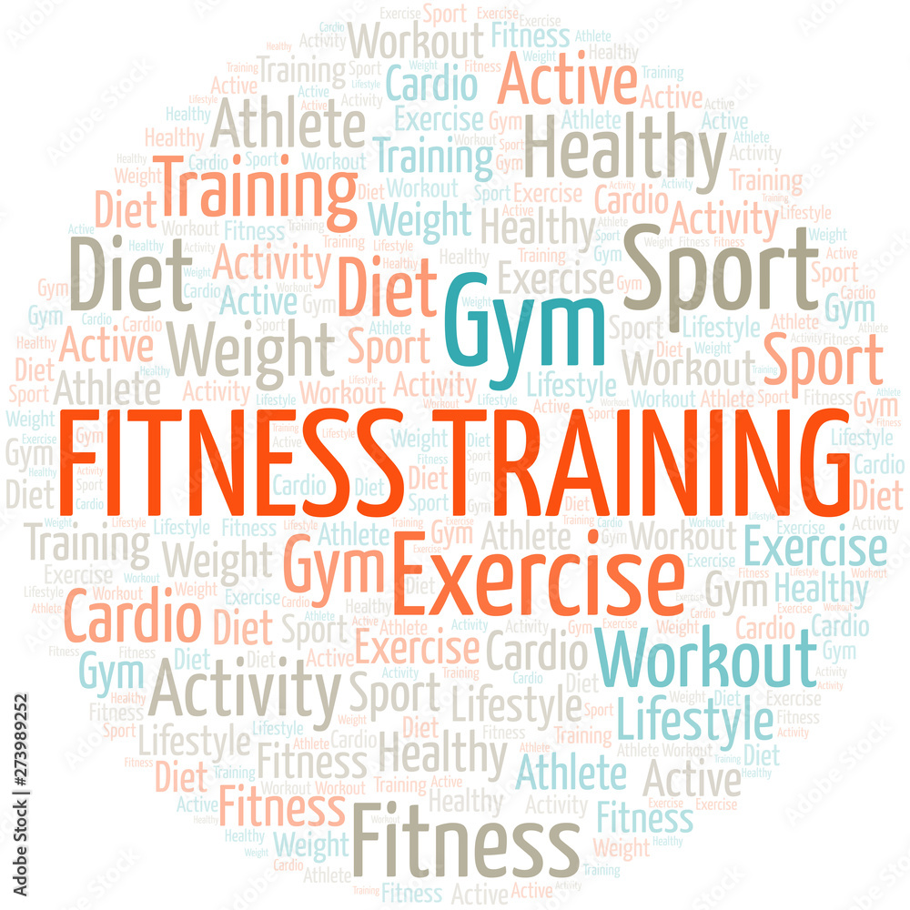 Fitness Training word cloud. Wordcloud made with text only.