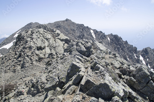 Ridge of the mountain Saos and peak Fengari on island of Samothrace in Greece