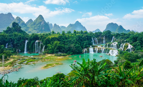 The beautiful and magnificent Detian Falls in Guangxi, China..
