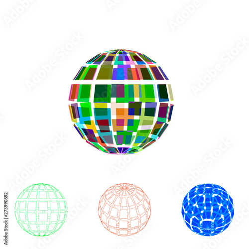 Abstract polygonal broken sphere. 3d Vector colorful illustration.