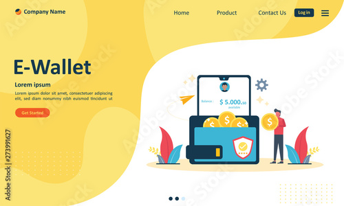 Money transfer to e-wallet concept, financial savings and online payment Suitable for web landing page, ui, mobile app, banner template. Vector Illustration