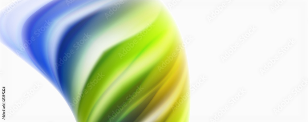 Fototapeta premium Modern Liquid color flow on white - colorful flow poster. Techno Wave Liquid shape in white color background. Design for your design project