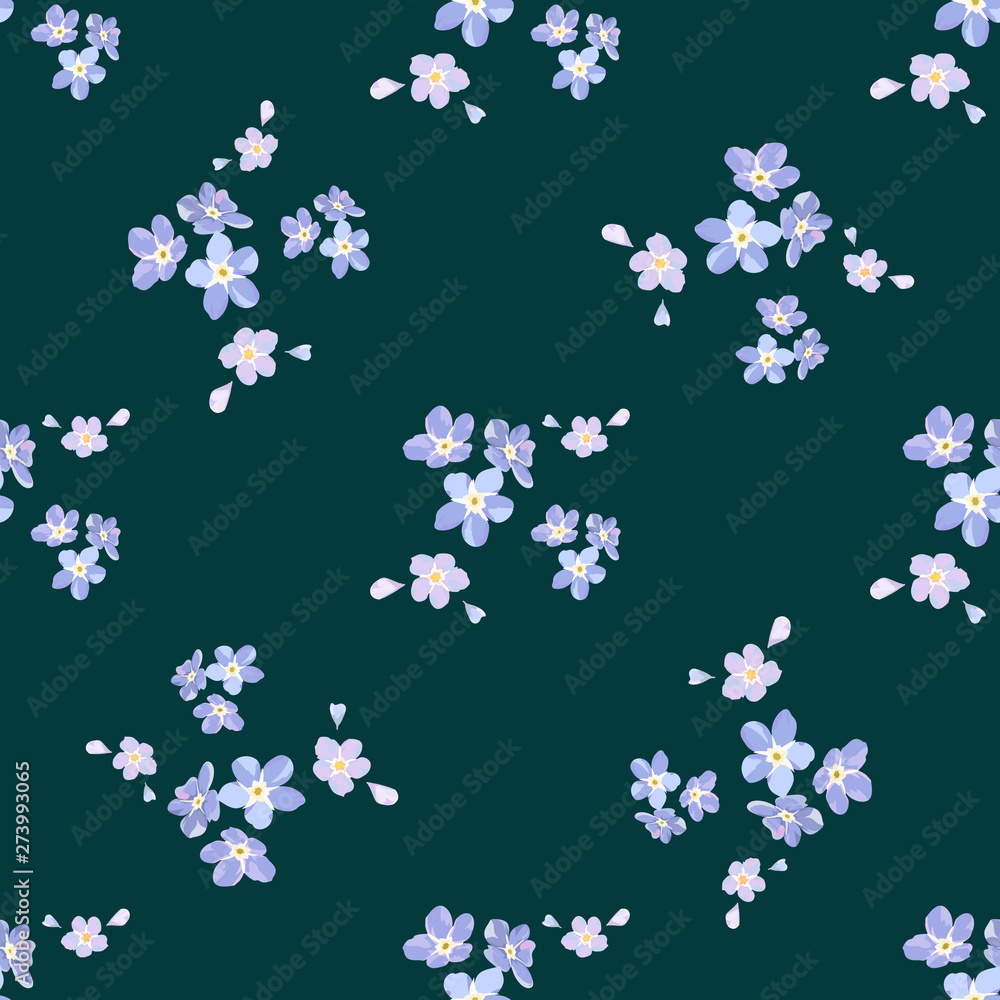 Irregular small flowers on seamless pattern. Botanical surface texture design.