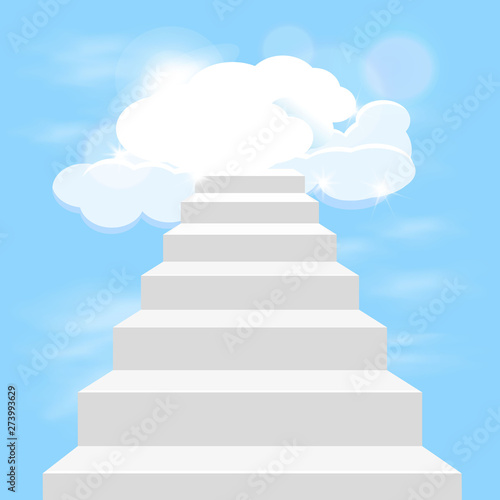 White stair leading into the clouds
