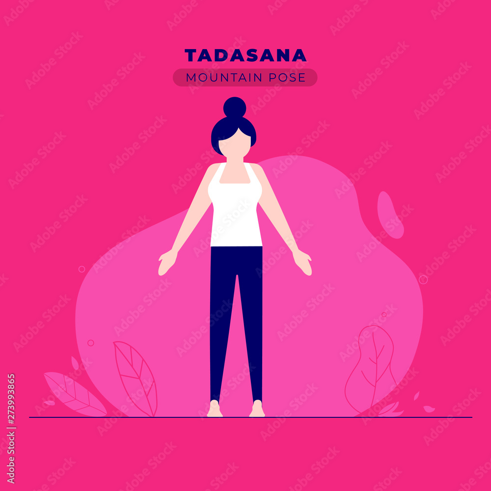 Mountain Yoga Pose Vector Illustration