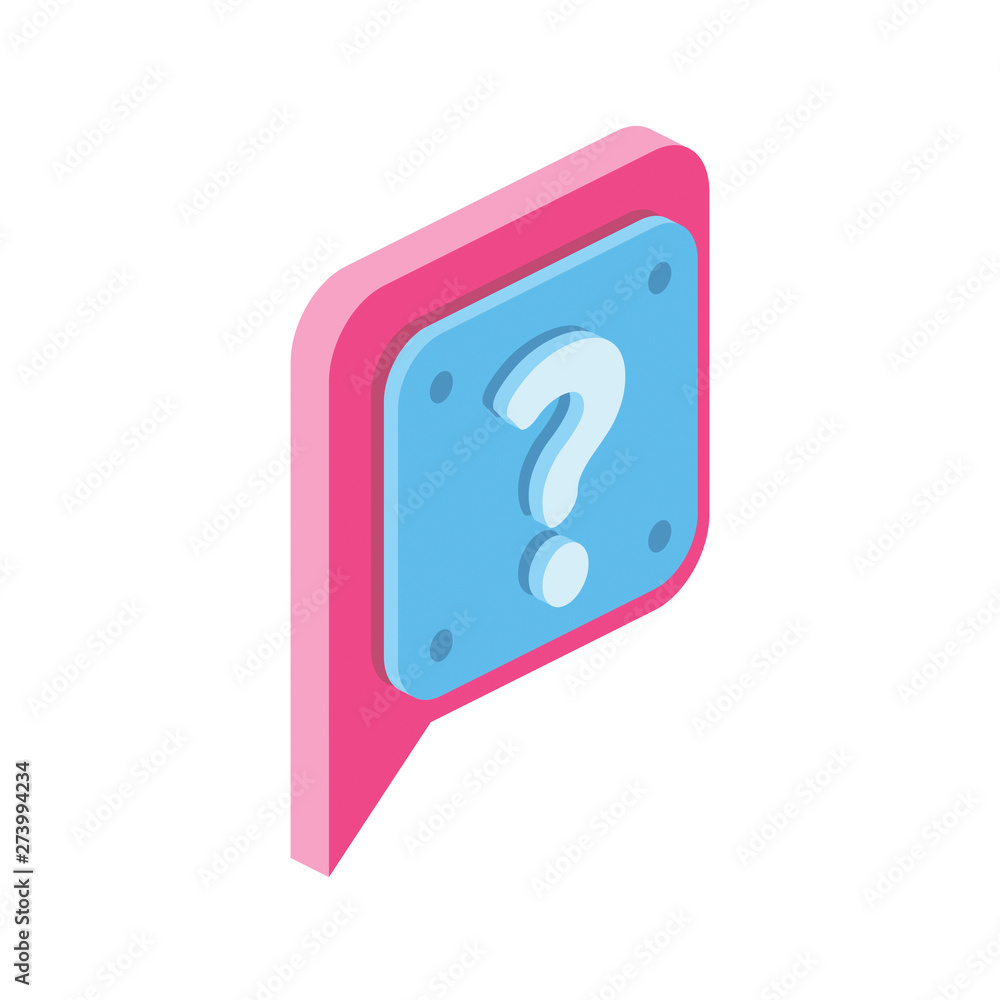 Question dialogue 3d vector, icon isometric, pink and blue colors, minimalism illustrate Question dialogue 3d vector, icon isometric, pink and blue colors, minimalism illustrate