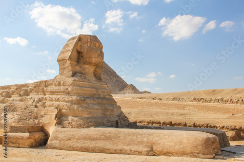 The great Sphinx at the Giza pyramids complex  architectural monument in Egypt