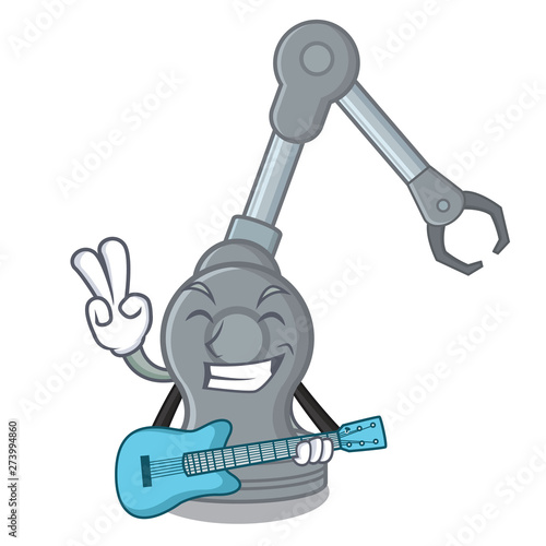 With guitar robotic arm machine in the mascot