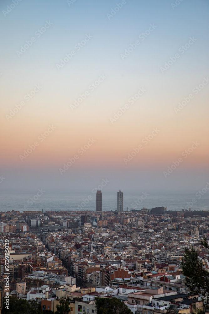 Views of the city of Barcelona and the Mediterranean sea
