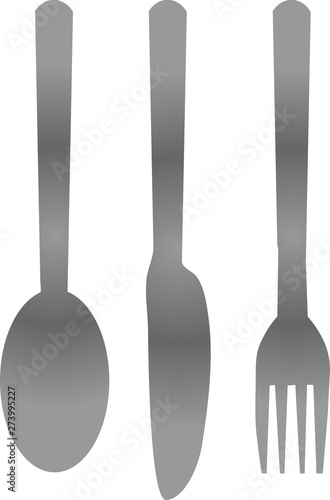 Cutlery lie on a white background