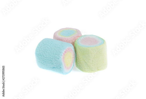 colorful marshmallows candy  on white background