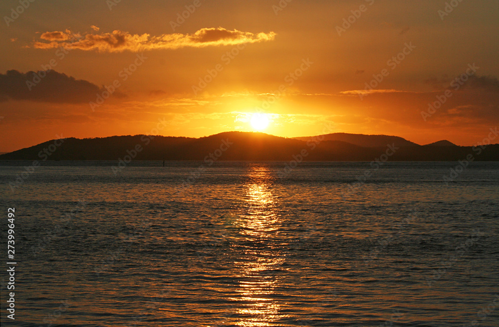 Sunset across the bay at Little beach. Australia.
