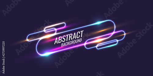 Abstract banner with neon line on a dark background.