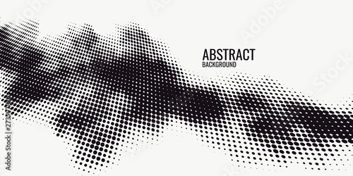 Monochrome printing raster, abstract vector halftone background. Black and white texture of dots.