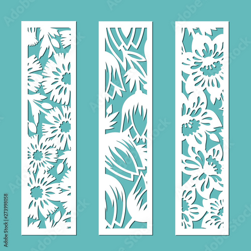 Flower borders for design and decoration. A set of decorative panels for cutting paper, laser or plotter.