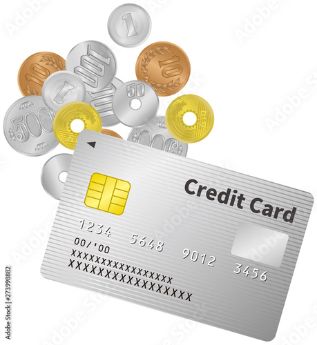 硬貨とクレジットカードのイメージイラスト