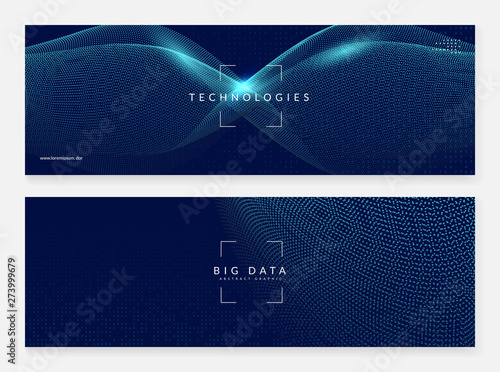Abstract digital background. Artificial intelligence, deep learning and big data concept. Quantum technology. Tech visual for computing template. Partical abstract digital background.