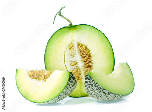 green melon isolated on white background