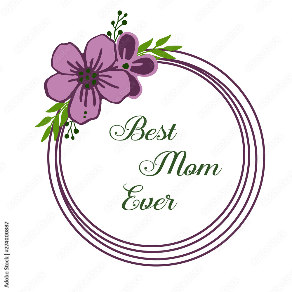 Vector illustration crowd purple wreath frame for writing best mom Vector illustration crowd purple wreath frame for writing best mom