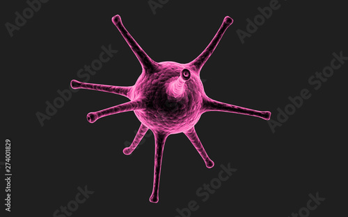 3d rendered Digital illustration of influenza virus in dark background