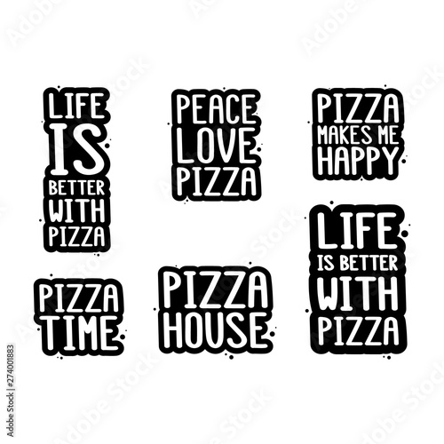 Pizza inscription set. It can be used for menu, banner, poster, label, packaging and other promotional marketing materials.