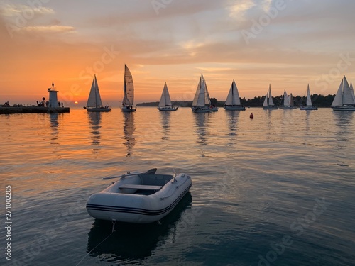 boats at sunset