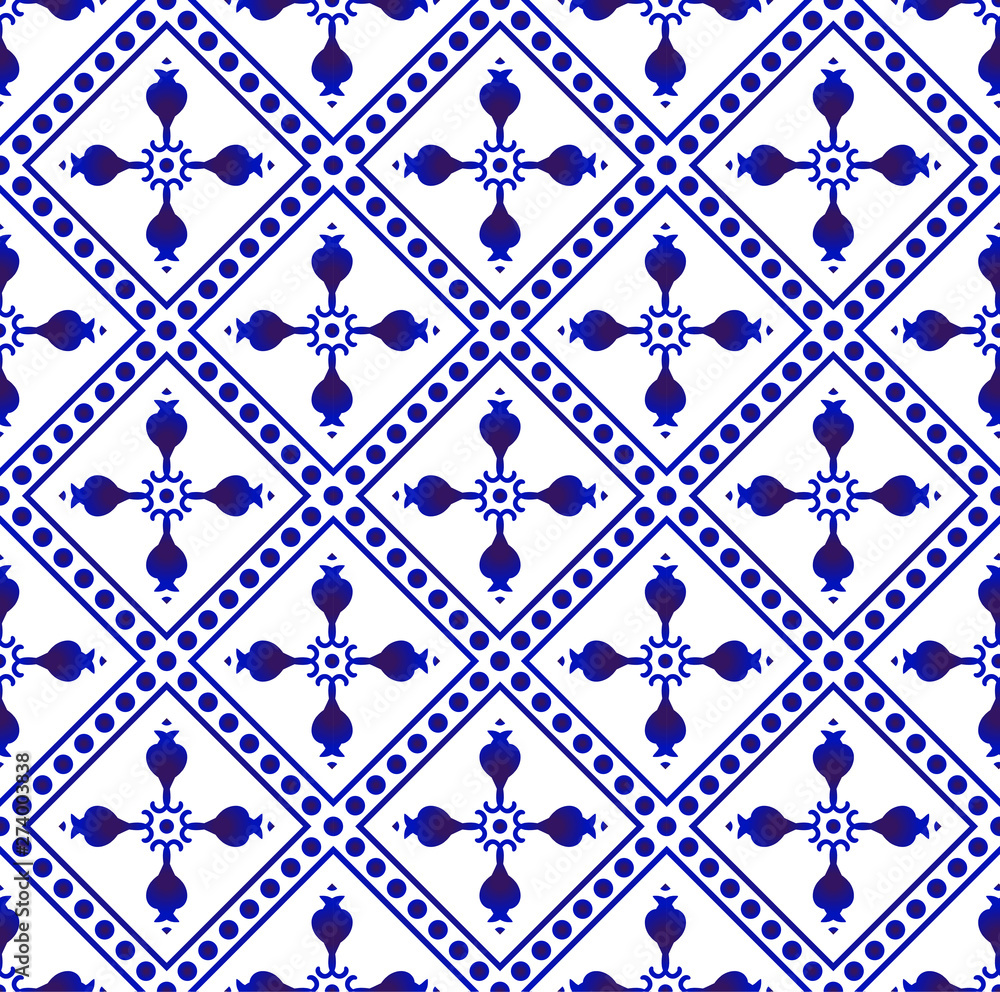 blue and white seamless pattern
