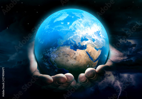 Tableau sur toile Earth in God's hands