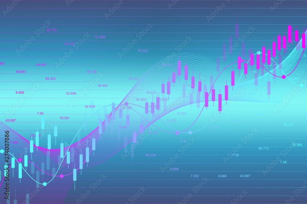 Stock market graph or forex trading chart for business and financial concepts. Stock market data. Bullish point, Trend of graph. Vector illustration