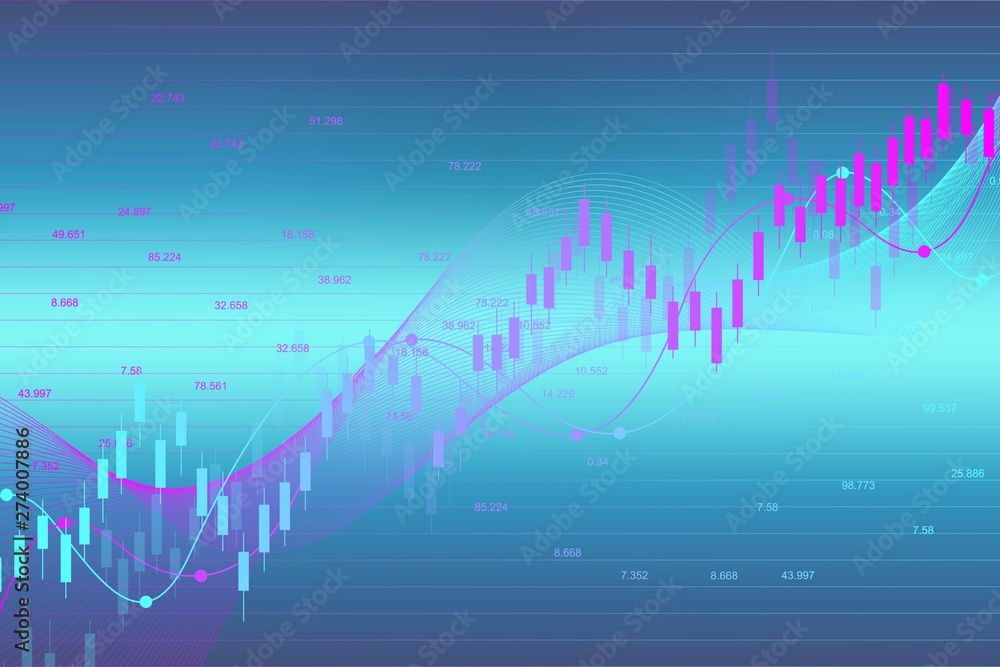 Stock market graph or forex trading chart for business and financial concepts. Stock market data. Bullish point, Trend of graph. Vector illustration Stock market graph or forex trading chart for business and financial concepts. Stock market data. Bullish point, Trend of graph. Vector illustration
