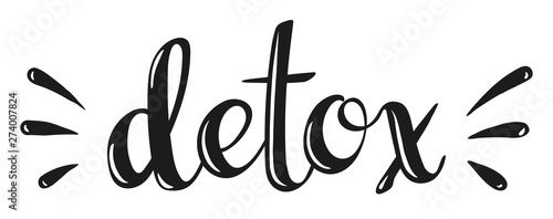 Handwritten lettering word Detox, vector illustration