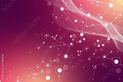 Geometric graphic background molecule and communication. Connected lines with dots. Minimalism chaotic illustration background. Concept of the science, chemistry, biology, medicine, technology vector photo