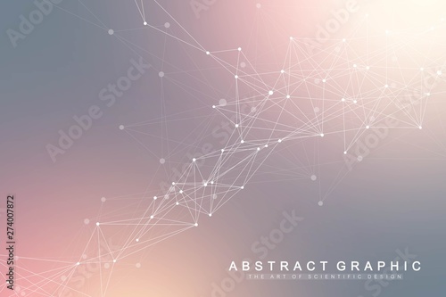 Abstract plexus background with connected lines and dots. Molecule and communication background. Graphic background for your design. Lines plexus big data visualization. Vector illustration