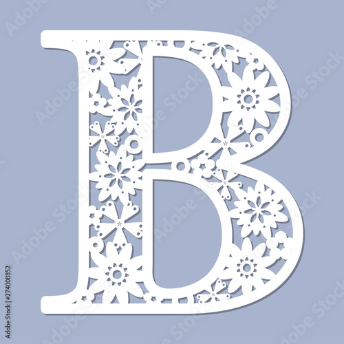 Laser cutting pattern. Letter B. Vector