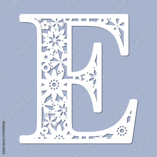 Laser cutting pattern. Letter E. Vector