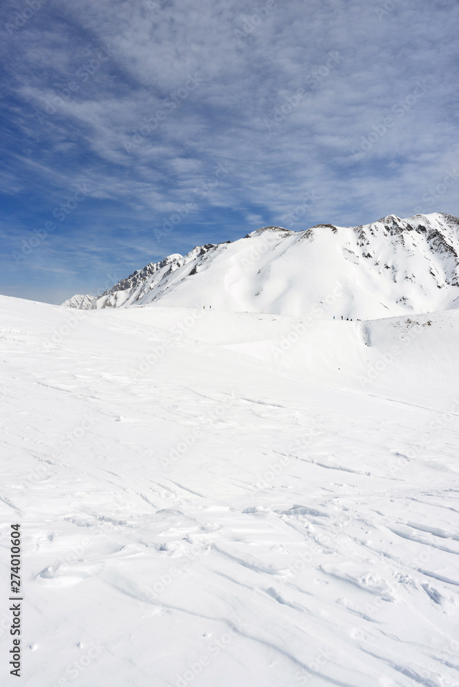 Snowy mountain in spring time, Toyama, Japan Snowy mountain in spring time, Toyama, Japan