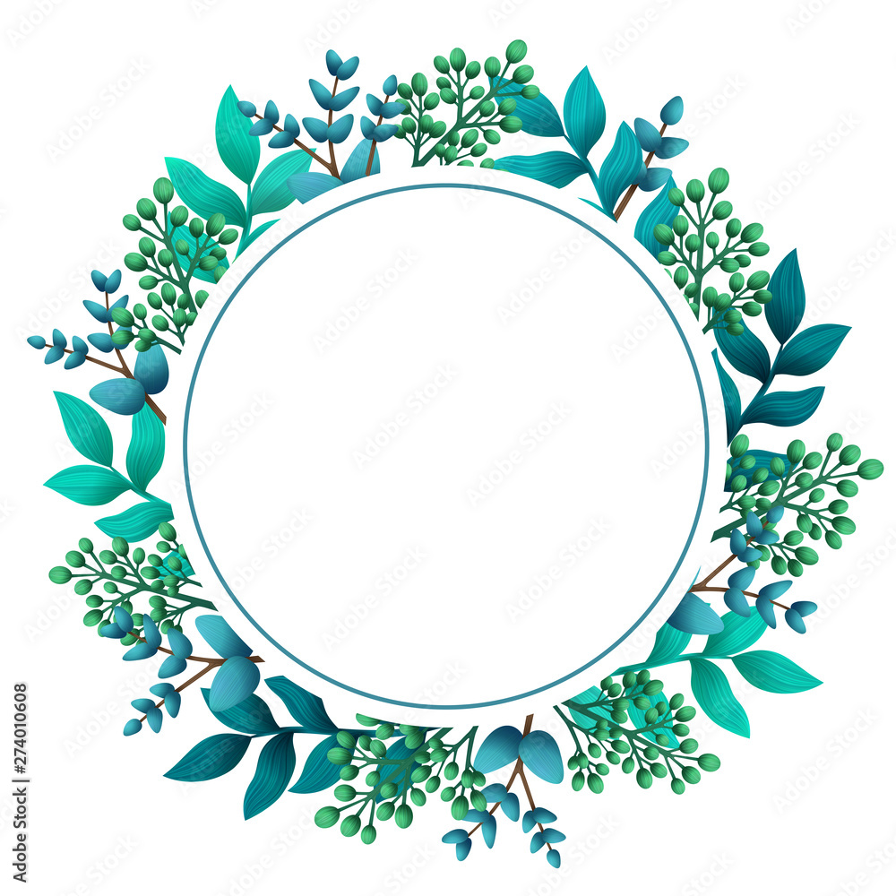Herbal pre-made composition. Round wreath with leaves and branches. Summer wild herbs with space for your text. Healing Herbs for cards, wedding invitation, save the date or greeting design. Herbal pre-made composition. Round wreath with leaves and branches. Summer wild herbs with space for your text. Healing Herbs for cards, wedding invitation, save the date or greeting design.