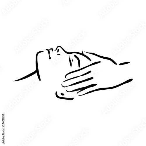 Hand drawn illustration of spa face massage for woman on white background