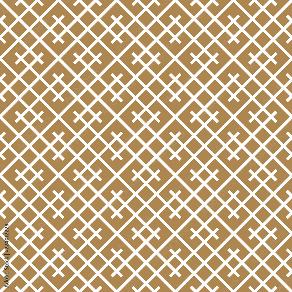 Seamless geometric pattern in golden and white. Seamless geometric pattern in golden and white.