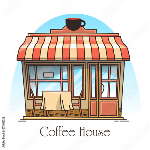 Coffee or tea house building. Cafeteria, cafe