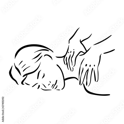 Vector hand drawn illustration of spa face massage for woman on white background