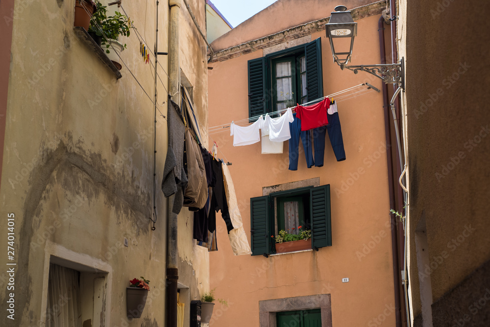 Laundry drying outside in Sardinia Italy