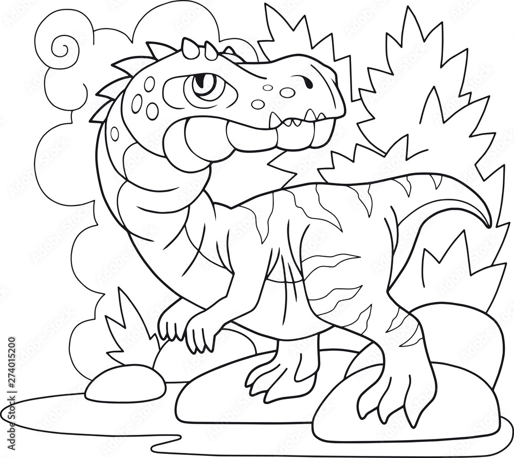 cartoon prehistoric dinosaur baryonyx, coloring book, funny illustration  Stock Vector | Adobe Stock