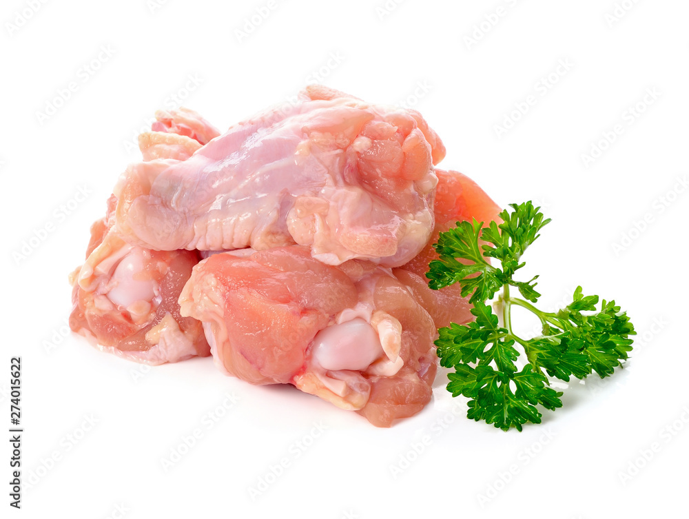 Fresh raw chicken and isolated on white background.