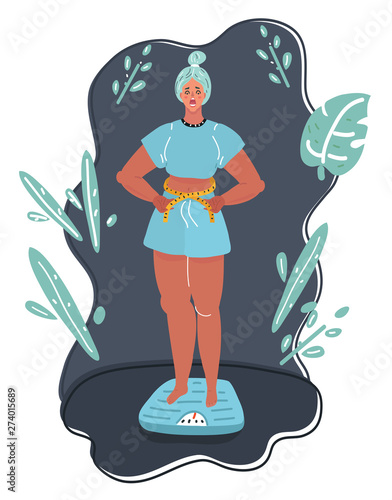 Overweight Woman on scale.