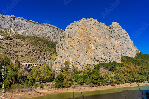 El Chorro gorge along the famous Caminito del Rey path in Andalusia, Spain photo