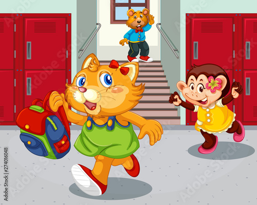 Student in the school hallway