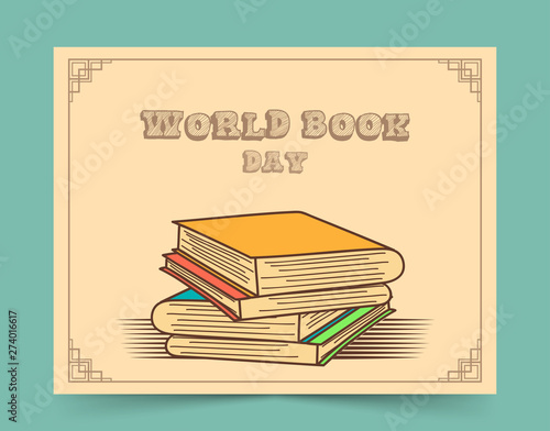 World book day with stack of books